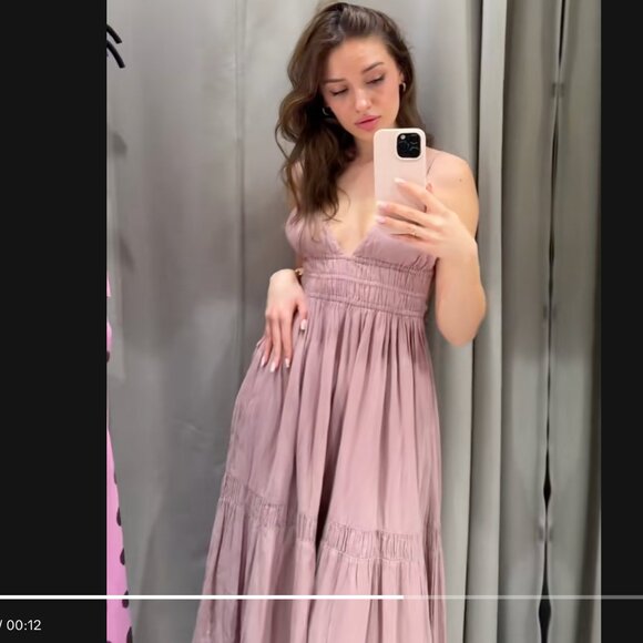 Zara GAUZE MIDI DRESS Pastel pink 0881/320 M L NWT - Picture 10 of 12